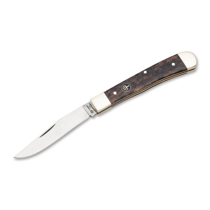 Складной нож Boker Trapper Bone Buckskin, сталь С75, рукоять кость/никель