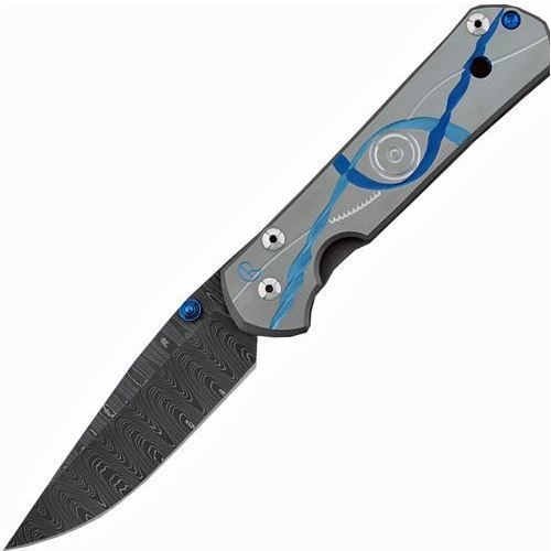 Нож складной Chris Reeve Large Sebenza 21, сталь дамаск с рисунком "лестница", рукоять титан