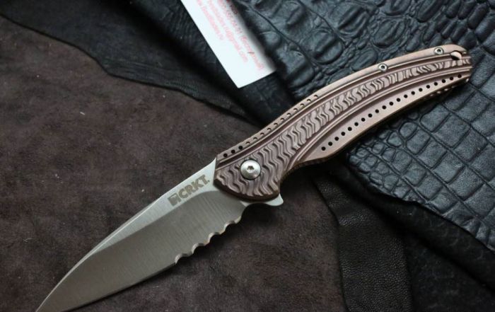 Складной нож CRKT Ripple Bronze Combo, сталь Acuto 440, рукоять нержавеющая сталь 420J2