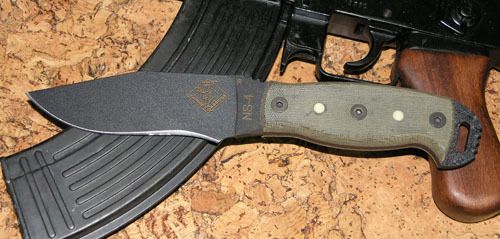 Нож с фиксированным клинком Ontario "NS-4 Black Canvas Micarta Handle"