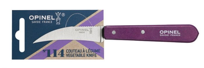 Нож для чистки овощей Opinel №114, деревянная рукоять, нержавеющая сталь, сливовый