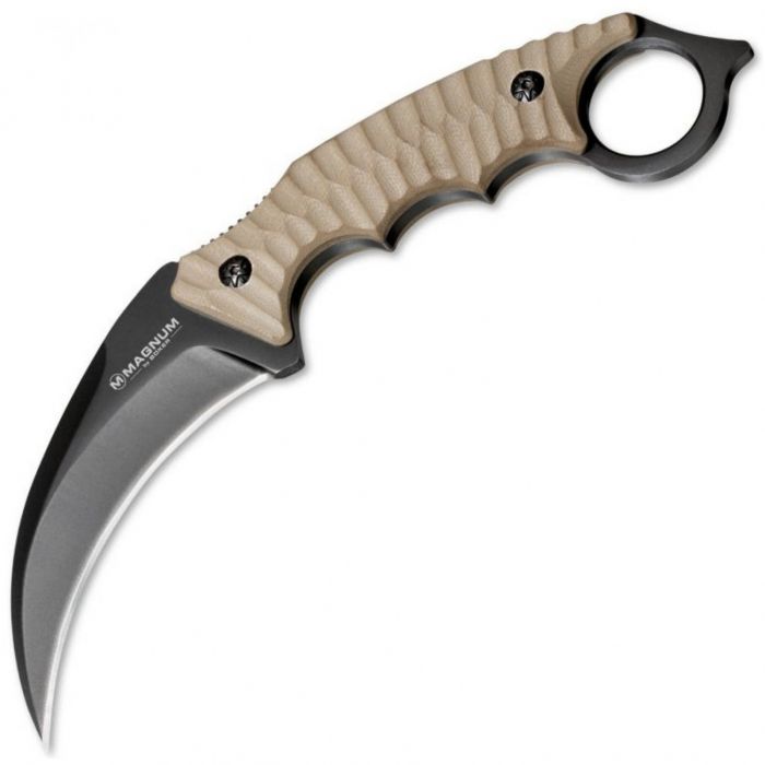 Нож с фиксированным клинком Magnum Spike Karambit - Boker 02SC028, сталь 440A EDP, рукоять стеклотекстолит G10, песочный