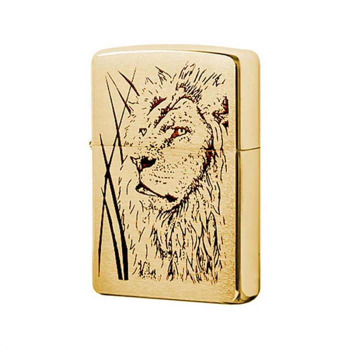 Зажигалка ZIPPO Proud Lion Brushed Brass, латунь, золотистый, матовая, 36х56х12 мм