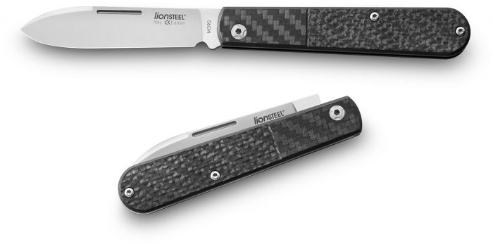 Складной нож LionSteel Barlow Slim Roundhead, сталь M390, рукоять карбон