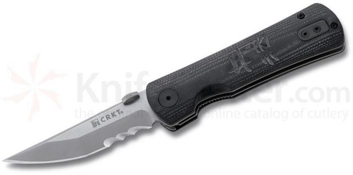 Полуавтоматический складной нож HEIHO Veff Serrations™, CRKT 2901, сталь 8Cr14MoV Satin, рукоять стеклотекстолит G10, полусеррейтор