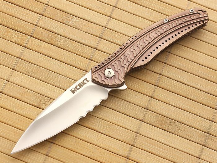 Складной нож CRKT Ripple Bronze Combo, сталь Acuto 440, рукоять нержавеющая сталь 420J2