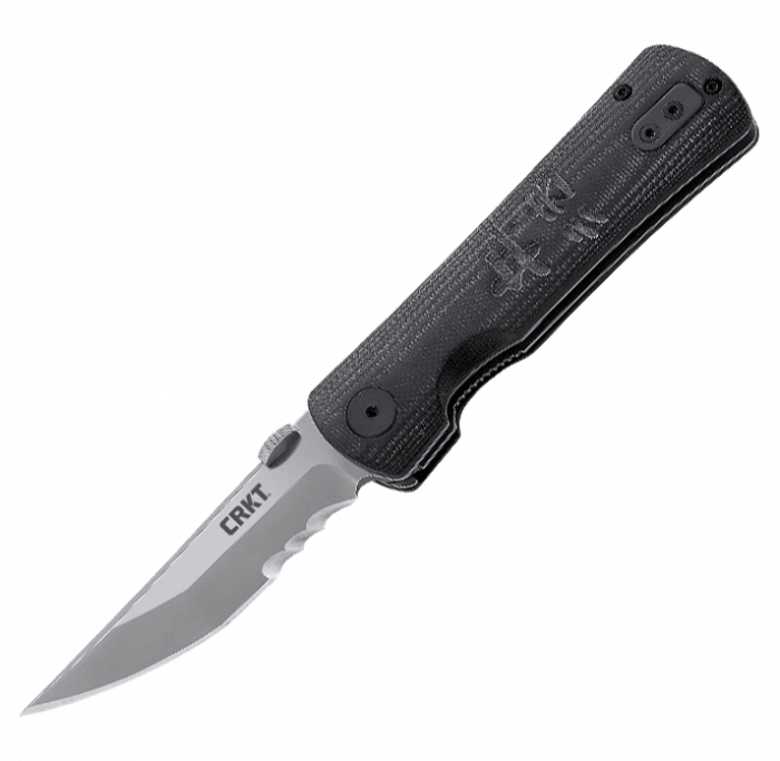 Полуавтоматический складной нож HEIHO Veff Serrations™, CRKT 2901, сталь 8Cr14MoV Satin, рукоять стеклотекстолит G10, полусеррейтор