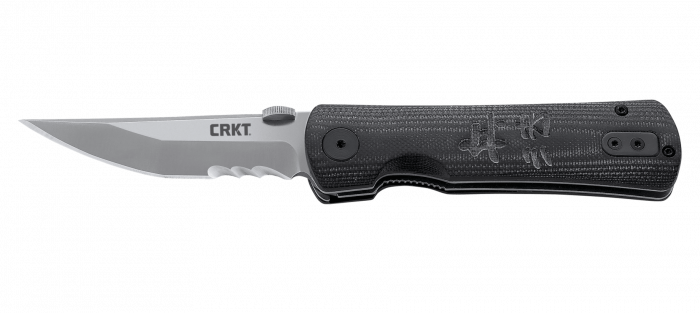 Полуавтоматический складной нож HEIHO Veff Serrations™, CRKT 2901, сталь 8Cr14MoV Satin, рукоять стеклотекстолит G10, полусеррейтор