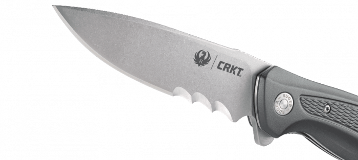 Складной нож CRKT R2402 Ruger Knives Windage™ With Veff Serrations™, сталь 8Cr13MoV Stonewashed Combo Blade, рукоять алюминий