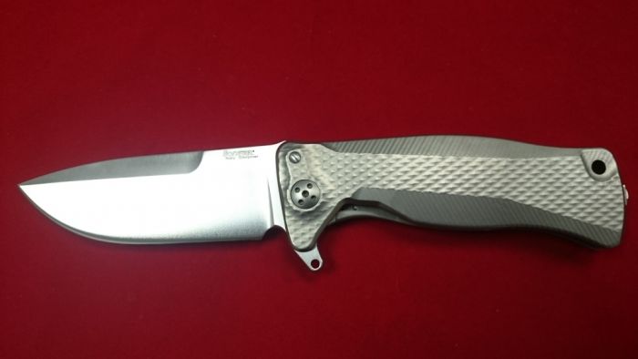 Нож складной LionSteel SR11 G (GREY), сталь Uddeholm Sleipner® Satin, рукоять титан по технологии Solid®, серый