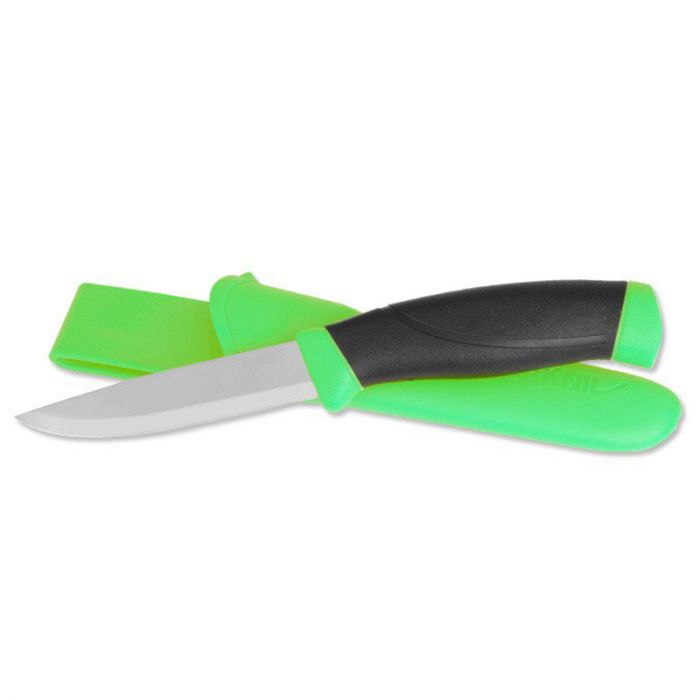 Нож с фиксированным лезвием Morakniv Companion Green, сталь Sandvik 12C27, рукоять пластик/резина, зеленый