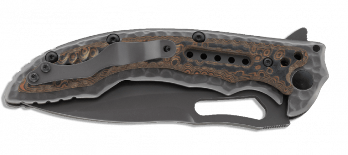 Складной нож CRKT FOSSIL™ WITH VEFF SERRATIONS™, сталь 8Cr13MoV, рукоять нержавеющая сталь, накладки G10