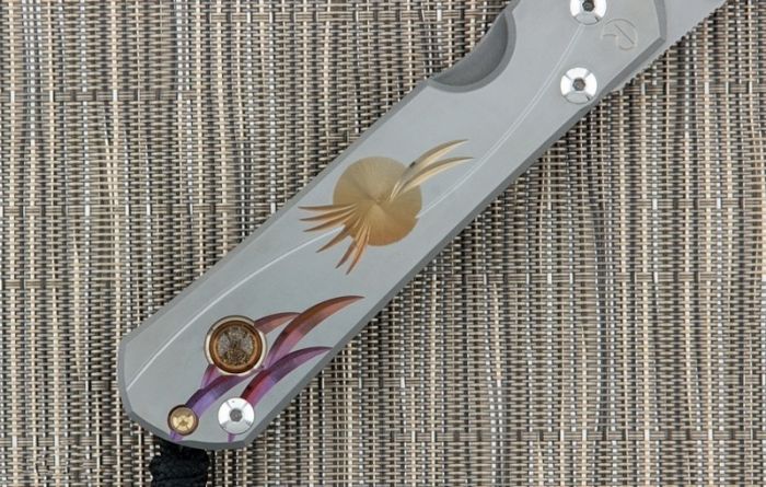 Нож складной Chris Reeve Large Sebenza 21 Unique Graphics Citrine Cabochon, сталь CPM-S35VN, рукоять титан