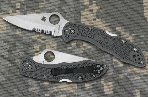 Складной нож Delica 4 - Spyderco C11PSFG, сталь VG-10 Satin Plain/Serrated, рукоять термопластик FRN зелёная (foliage green)