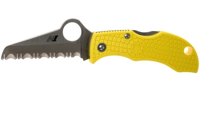 Нож складной ManBug Salt Lightweight Spyderco MYLS, сталь H1 Satin Serrated, рукоять термопластик FRN, жёлтый