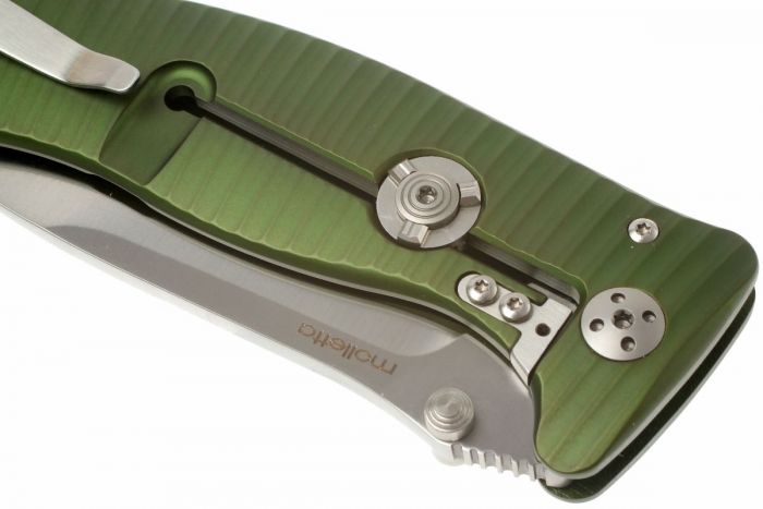 Нож складной LionSteel SR1A GS GREEN, сталь D2 Satin Finish, рукоять алюминий (Solid®), зелёный