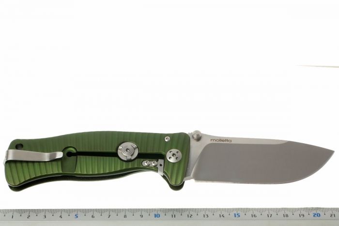 Нож складной LionSteel SR1A GS GREEN, сталь D2 Satin Finish, рукоять алюминий (Solid®), зелёный