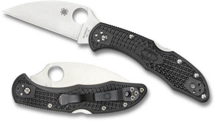 Нож складной Delica 4 Lightweight Spyderco 11FPWCBK, сталь VG-10 Satin Plain Wharncliffe, рукоять термопластик FRN, чёрный