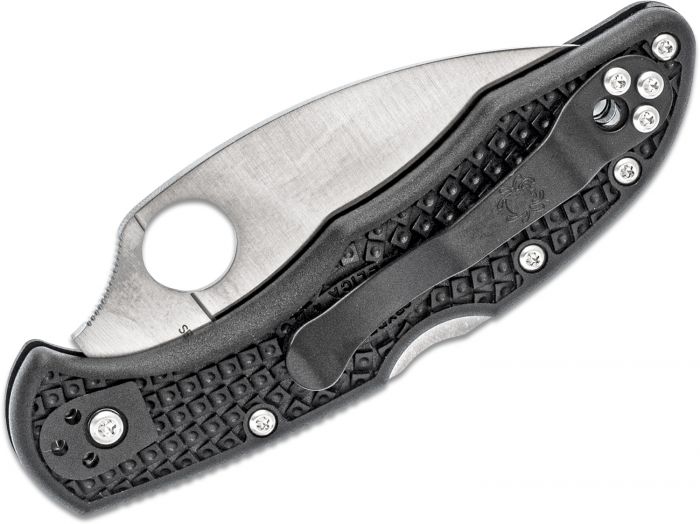 Нож складной Delica 4 Lightweight Spyderco 11FPWCBK, сталь VG-10 Satin Plain Wharncliffe, рукоять термопластик FRN, чёрный