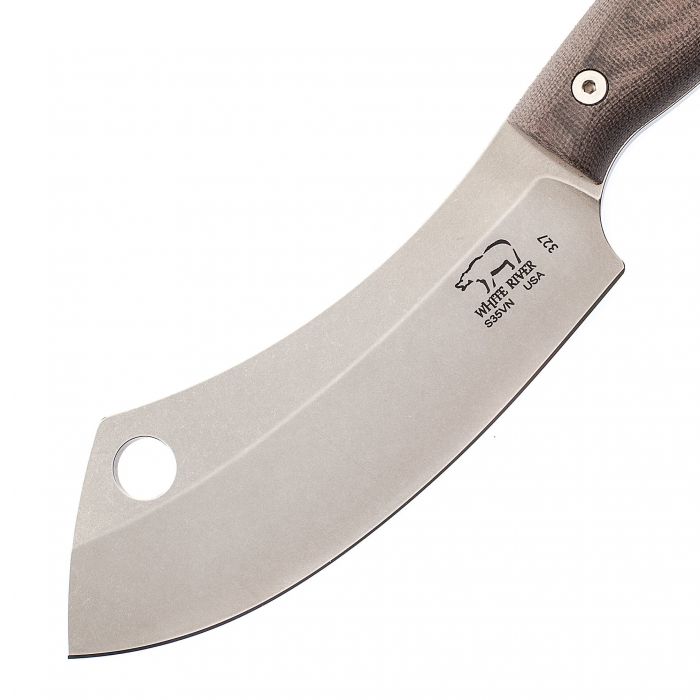 Нож White River Camp Cleaver StoneWash, сталь CPM S35VN, рукоять черная микарта