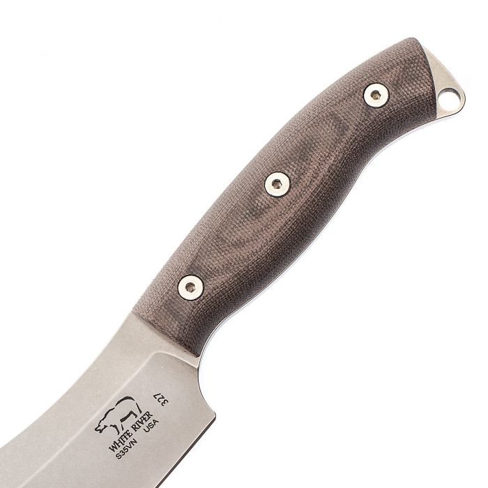 Нож White River Camp Cleaver StoneWash, сталь CPM S35VN, рукоять черная микарта