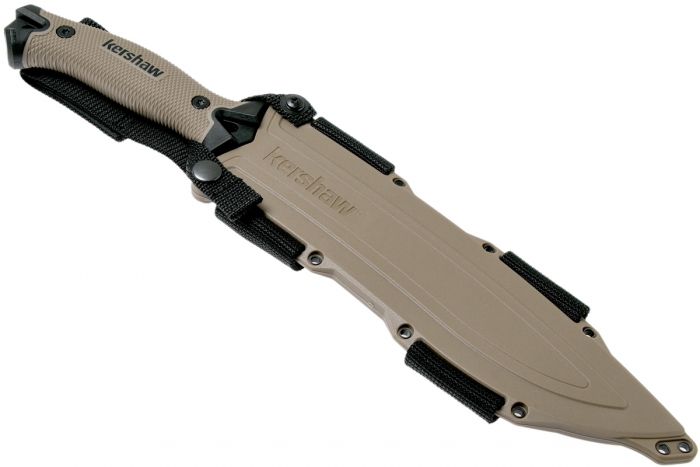 Кукри мачете Camp 10 TAN - Kershaw 1077TAN, сталь 65MN Carbon, рукоять прорезиненный термопластик, коричневый