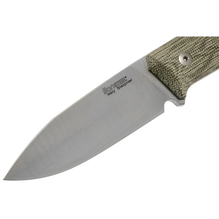 Нож с фиксированным клинком LionSteel B35, сталь Sleipner, рукоять Green canvas micarta