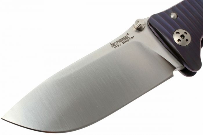 Нож складной LionSteel SR1 V (VIOLET), сталь Sleipner Satin Finish, рукоять титан по технологии SOLID®, фиолетовый