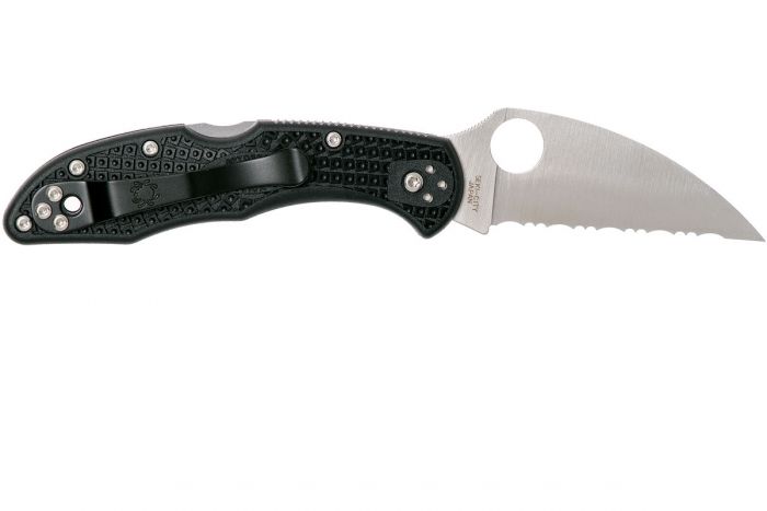 Нож складной Delica 4 Lightweight Spyderco 11FSWCBK, сталь VG-10 Satin Serrated Wharncliffe, рукоять термопластик FRN, чёрный