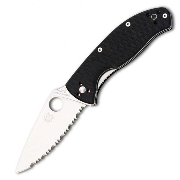 Нож складной Tenacious Spyderco C122GS, сталь 8Cr13MOV Satin Serrated, рукоять стеклотекстолит G-10, чёрный