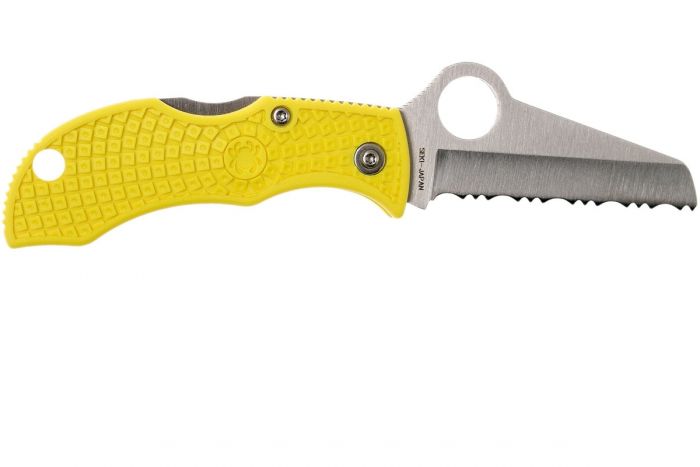 Нож складной ManBug Salt Lightweight Spyderco MYLS, сталь H1 Satin Serrated, рукоять термопластик FRN, жёлтый