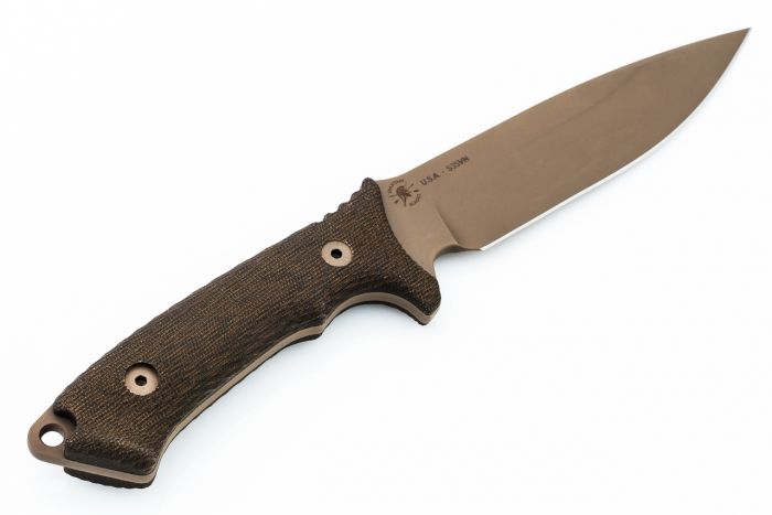 Нож с фиксированным клинком Spartan Blades Harsey Difensa, сталь CPM-S35VN Flat Dark Earth, рукоять зеленая микарта, чехол песочный